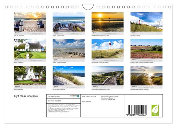 Produktbild: Sylt mein Inselblick (Wandkalender 2026 DIN A4 quer), CALVENDO Monatskalender