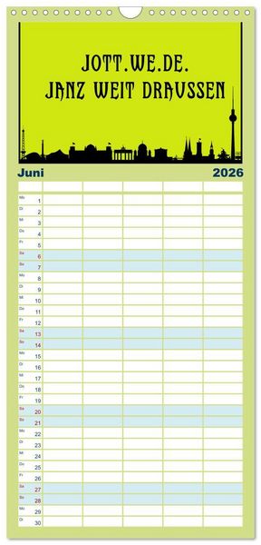 Produktbild: Familienplaner 2026 - Berliner Mundart mit 5 Spalten (Wandkalender, 21 x 45 cm) CALVENDO