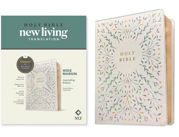 Produktbild: NLT Wide Margin Bible, Filament Enabled (Leatherlike, Grace & Bloom, Red Letter)