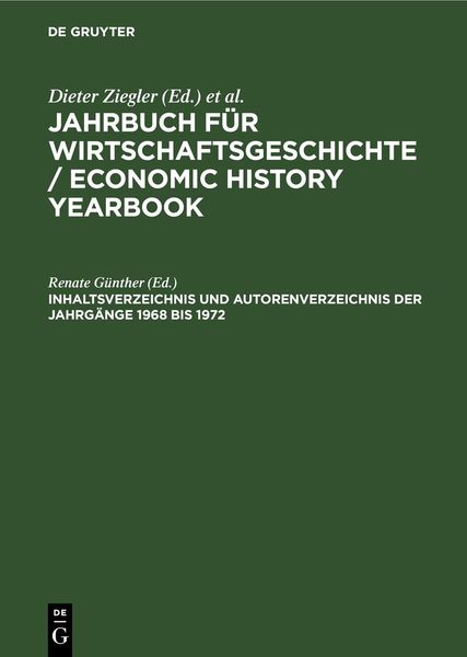 Produktbild: Inhaltsverzeichnis und Autorenverzeichnis der Jahrg&auml;nge 1968 bis 1972