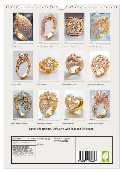 Produktbild: Glanz und Brillanz. Exklusive Goldringe mit Brillianten (Wandkalender 2026 DIN A4 hoch), CALVENDO Monatskalender