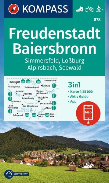 Produktbild: KOMPASS Wanderkarte 878 Freudenstadt, Baiersbronn, Simmersfeld, Lo&szlig;burg, Alpirsbach 1:25.000