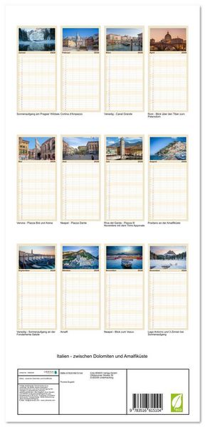 Produktbild: Familienplaner 2026 - Italien - zwischen Dolomiten und Amalfik&uuml;ste mit 5 Spalten (Wandkalender, 21 x 45 cm) CALVENDO