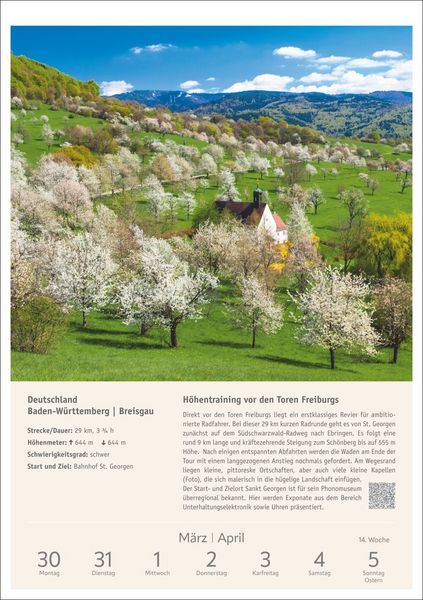Produktbild: Radwanderlust Wochen-Kulturkalender 2026 - 53 Touren von R&uuml;gen bis S&uuml;dtirol