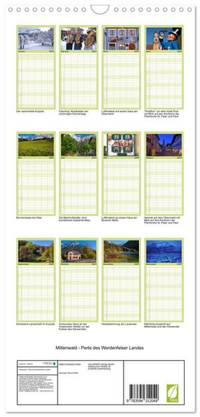 Produktbild: Familienplaner 2027 - Mittenwald - Perle des Werdenfelser Landes mit 5 Spalten (Wandkalender, 21 x 45 cm) CALVENDO