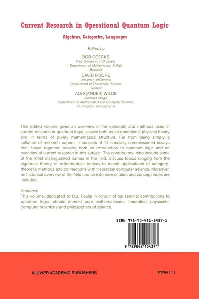 Produktbild: Current Research in Operational Quantum Logic