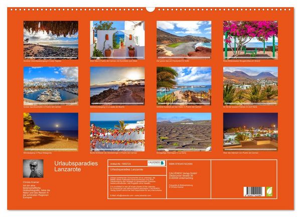 Produktbild: Urlaubsparadies Lanzarote (Wandkalender 2026 DIN A2 quer), CALVENDO Monatskalender