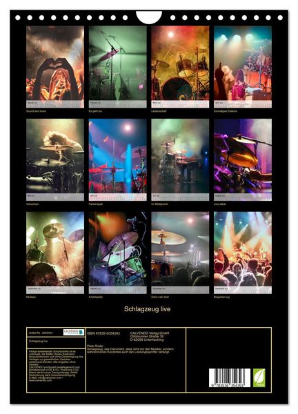 Produktbild: Schlagzeug live (Wandkalender 2026 DIN A4 hoch), CALVENDO Monatskalender