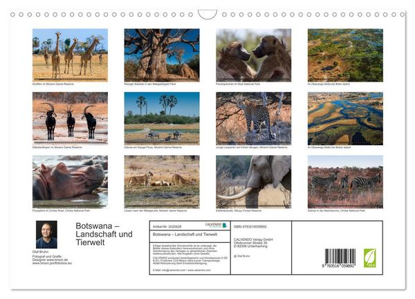 Produktbild: Botswana &ndash; Landschaft und Tierwelt (Wandkalender 2026 DIN A3 quer), CALVENDO Monatskalender