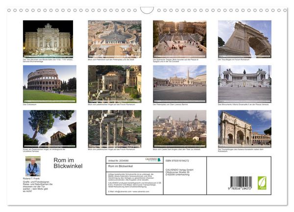 Produktbild: Rom im Blickwinkel (Wandkalender 2026 DIN A3 quer), CALVENDO Monatskalender