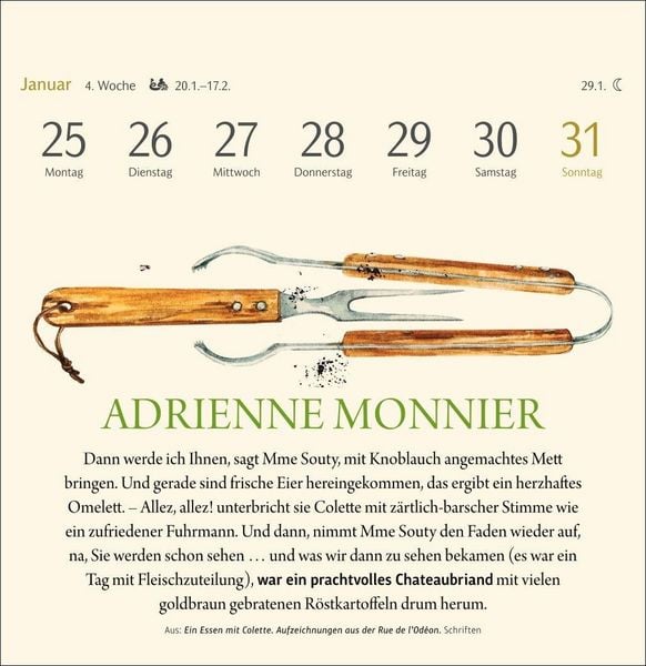 Produktbild: Der kleine literarische K&uuml;chenkalender Premium-Postkartenkalender 2027 - Mit Texten und Rezepten