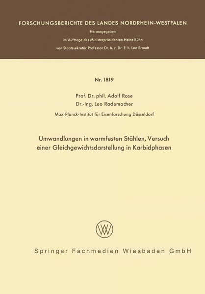 Produktbild: Umwandlungen in warmfesten St&auml;hlen, Versuch einer Gleichgewichtsdarstellung der Karbidphasen