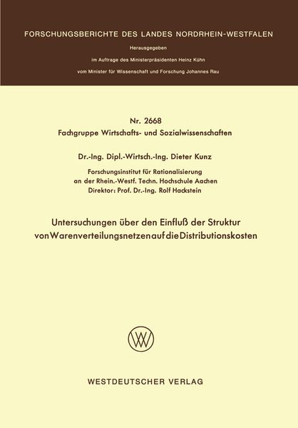 Produktbild: Untersuchungen &uuml;ber den Einflu&szlig; der Struktur von Warenverteilungsnetzen auf die Distributionskosten
