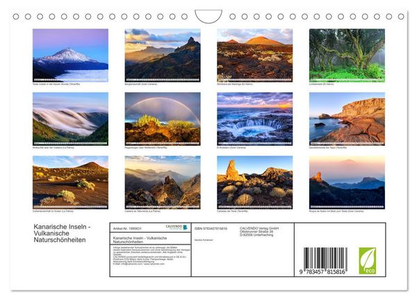Produktbild: Kanarische Inseln - Vulkanische Natursch&ouml;nheiten (Wandkalender 2026 DIN A4 quer), CALVENDO Monatskalender