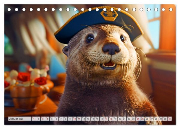 Produktbild: Flei&szlig;ige Otter - Wer h&auml;tte nicht gerne einen niedlichen Otter auf der Arbeit (Tischkalender 2026 DIN A5 quer), CALVENDO Monatskalender