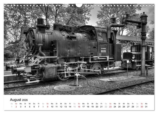 Produktbild: Unter Dampf - Eisenbahnromantik in schwarz-wei&szlig; (Wandkalender 2026 DIN A3 quer), CALVENDO Monatskalender