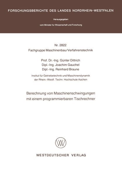 Produktbild: Berechnung von Maschinenschwingungen mit einem programmierbaren Tischrechner