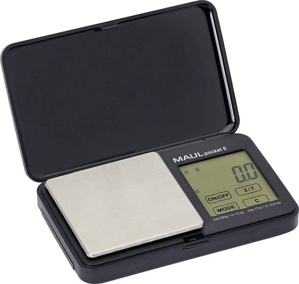 Maul Taschenwaage MAULpocket II, 500 g Taschenwaage Wägebereich (max.) 500 g batteriebetrieben Schwarz