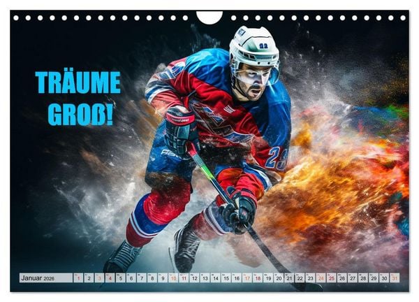 Produktbild: Eishockey und positive Gedanken (Wandkalender 2026 DIN A4 quer), CALVENDO Monatskalender