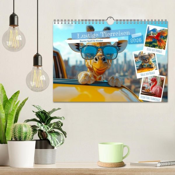 Produktbild: Lustige Tierreisen - Bunter Spa&szlig; f&uuml;r Kinder (Wandkalender 2026 DIN A4 quer), CALVENDO Monatskalender