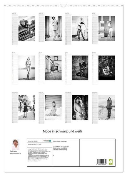 Produktbild: Mode in schwarz und wei&szlig; (Wandkalender 2026 DIN A2 hoch), CALVENDO Monatskalender