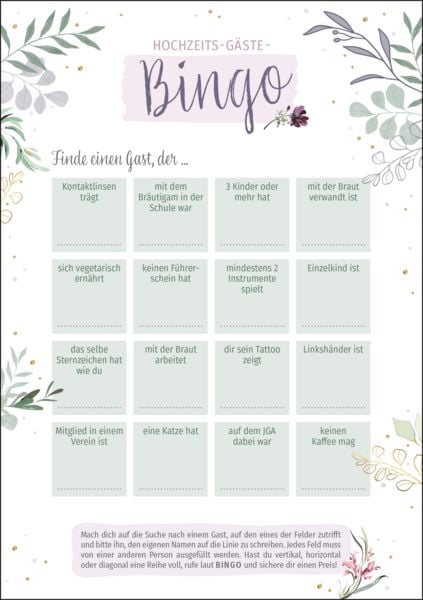 Produktbild: Hochzeits-G&auml;ste-Bingo