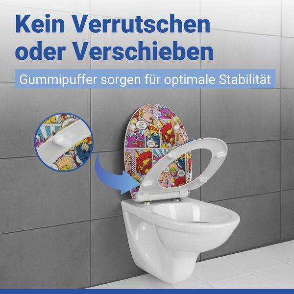 Produktbild: WC Sitz Mod. Pop-Art, Toilettendeckel mit Motiv und Absenkautomatik