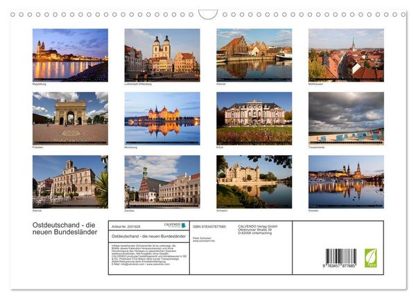 Produktbild: Ostdeutschand - die neuen Bundesl&auml;nder (Wandkalender 2026 DIN A3 quer), CALVENDO Monatskalender
