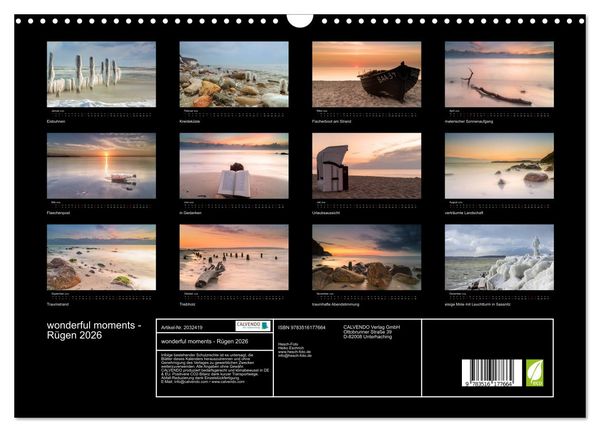 Produktbild: wonderful moments - R&uuml;gen 2026 (Wandkalender 2026 DIN A3 quer), CALVENDO Monatskalender