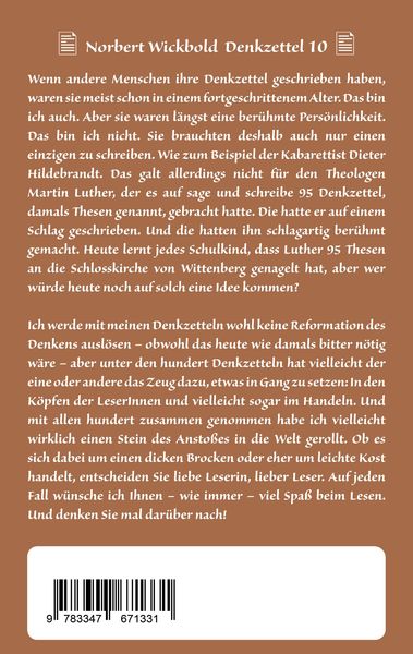 Produktbild: Norbert Wickbold Denkzettel 10