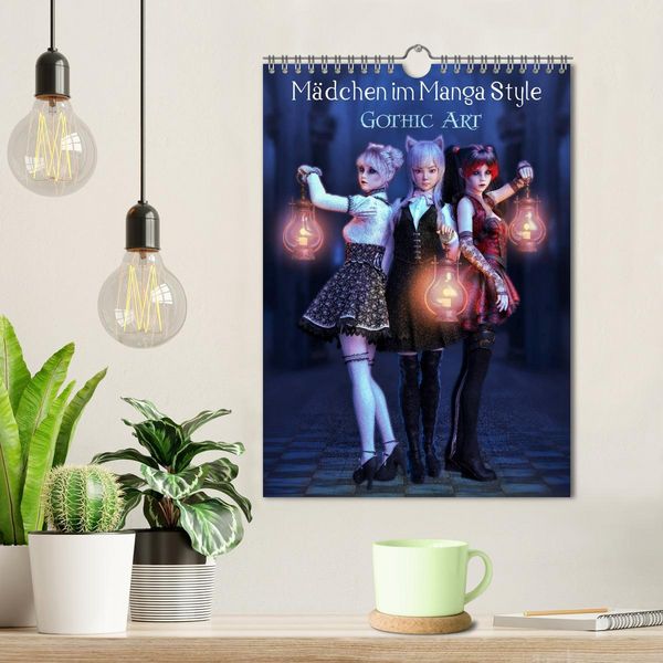 Produktbild: M&auml;dchen im Manga Style (Gothic Art) (Wandkalender 2026 DIN A4 hoch), CALVENDO Monatskalender