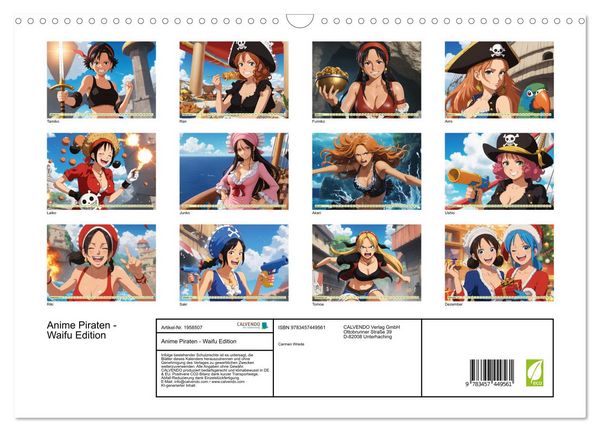 Produktbild: Anime Piraten - Waifu Edition (Wandkalender 2026 DIN A3 quer), CALVENDO Monatskalender