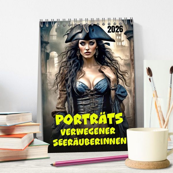 Produktbild: Portr&auml;ts verwegener Seer&auml;uberinnen (Tischkalender 2026 DIN A5 hoch), CALVENDO Monatskalender