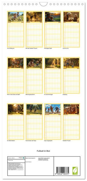 Produktbild: Familienplaner 2026 - Fu&szlig;ball im Blut mit 5 Spalten (Wandkalender, 21 x 45 cm) CALVENDO