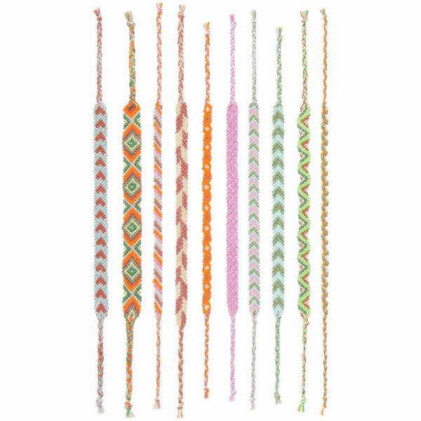 Produktbild: DIY Freundschaftsarmb&auml;nder Set, Neon Mix, 10 x 8 m Stickgarn in 10 verschiedenen Farben, 100 % Baumwolle und Neon 100% Polyester