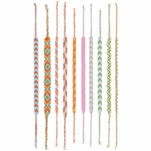 Produktbild: DIY Freundschaftsarmb&auml;nder Set, Neon Mix, 10 x 8 m Stickgarn in 10 verschiedenen Farben, 100 % Baumwolle und Neon 100% Polyester