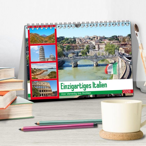 Produktbild: Einzigartiges Italien (Tischkalender 2026 DIN A5 quer), CALVENDO Monatskalender