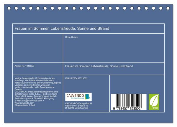 Produktbild: Frauen im Sommer. Lebensfreude, Sonne und Strand (Tischkalender 2026 DIN A5 quer), CALVENDO Monatskalender