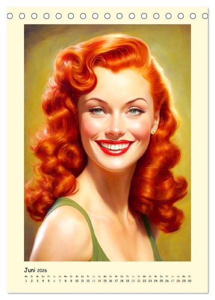 Produktbild: Vintage Girls. Die sch&ouml;nsten Pin-up Gesichter (Tischkalender 2026 DIN A5 hoch), CALVENDO Monatskalender
