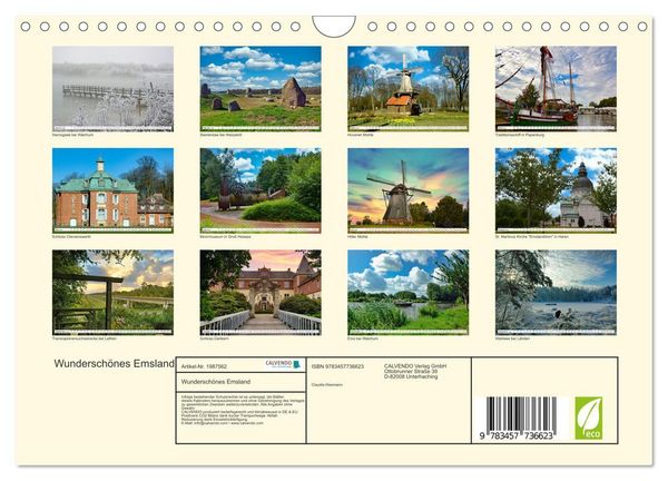 Produktbild: Wundersch&ouml;nes Emsland (Wandkalender 2026 DIN A4 quer), CALVENDO Monatskalender