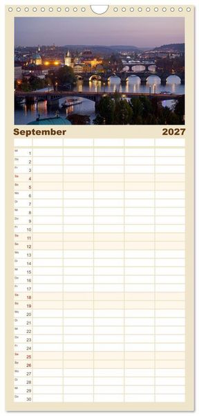 Produktbild: Familienplaner 2027 - Goldenes Prag mit 5 Spalten (Wandkalender, 21 x 45 cm) CALVENDO