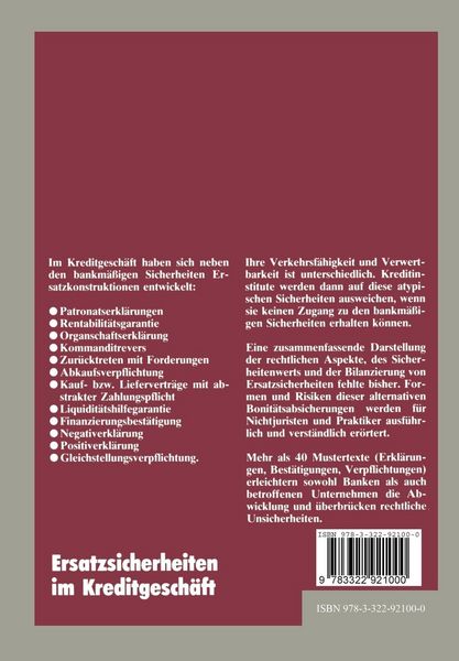 Produktbild: Ersatzsicherheiten im Kreditgesch&auml;ft