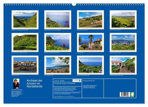 Produktbild: Archipel der Azoren im Nordatlantik (Wandkalender 2026 DIN A2 quer), CALVENDO Monatskalender
