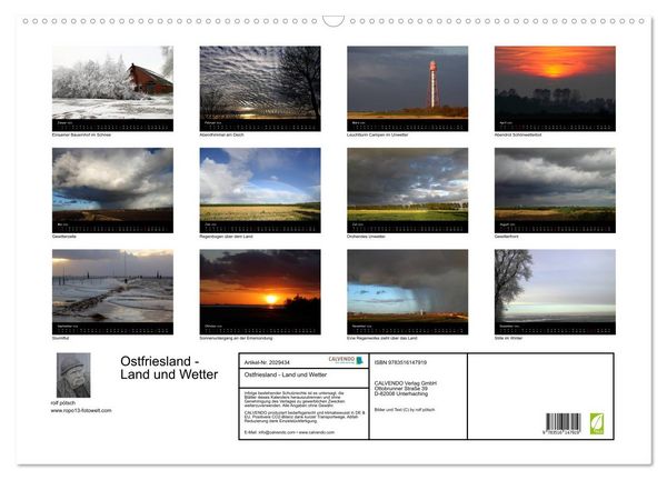 Produktbild: Ostfriesland - Land und Wetter (Wandkalender 2026 DIN A2 quer), CALVENDO Monatskalender