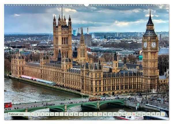 Produktbild: B&uuml;hne frei f&uuml;r London und die Themse (hochwertiger Premium Wandkalender 2026 DIN A2 quer), Kunstdruck in Hochglanz