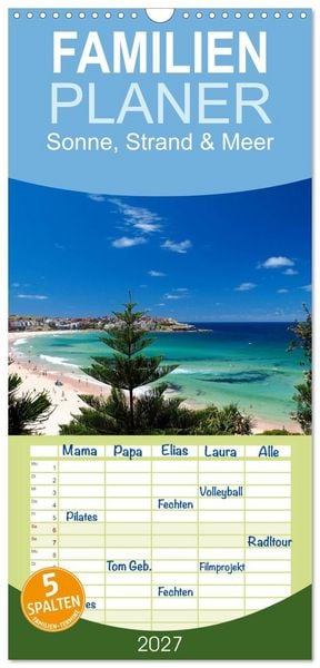 Produktbild: Familienplaner 2027 - Sonne, Strand & Meer mit 5 Spalten (Wandkalender, 21 x 45 cm) CALVENDO