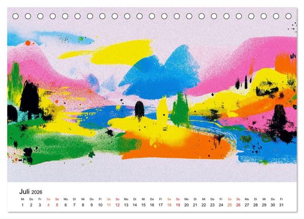Produktbild: Kunst trifft Landschaft (Tischkalender 2026 DIN A5 quer), CALVENDO Monatskalender