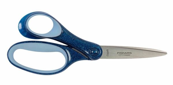 Produktbild: Edding Fiskars Schulschere ab 12 Jahre, 18 cm glitter blau Linksh&auml;nder