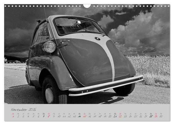 Produktbild: BMW Isetta 300 in schwarzwei&szlig; (Wandkalender 2026 DIN A3 quer), CALVENDO Monatskalender