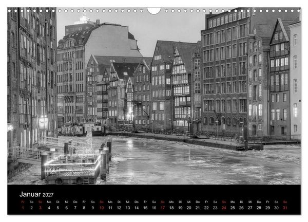 Produktbild: Hamburg monochrome Impressionen (Wandkalender 2027 DIN A3 quer), CALVENDO Monatskalender
